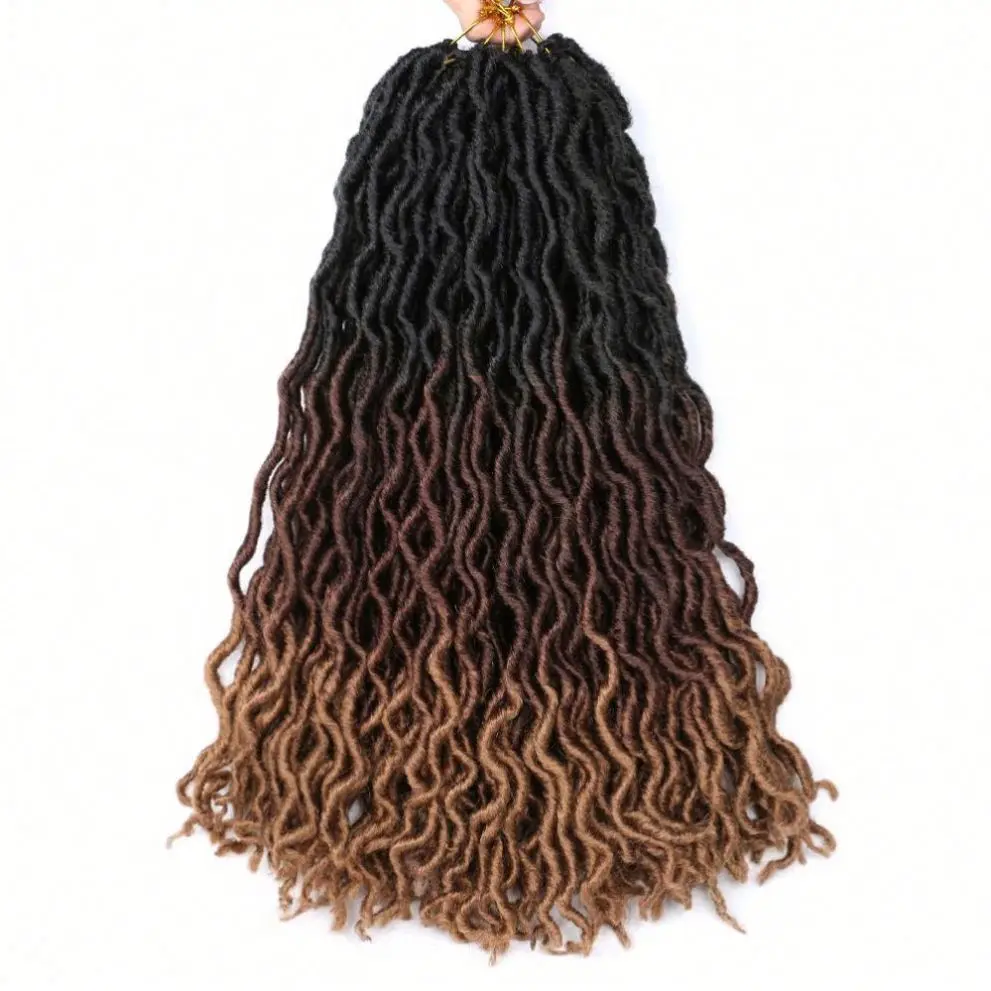 MYZYR Goddess Crochet Braids Hair 24roots 18inch Ombre Synthetic Dreadlocks Hair Extensions Faux Locs Curly for Women ALL Colors