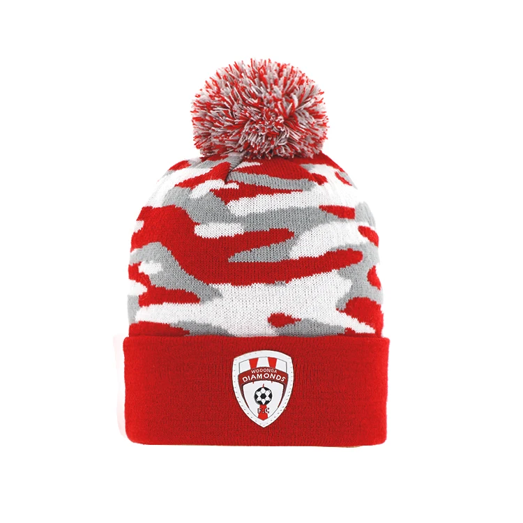 
high quality wholesale custom knitted cuffed pom beanie 