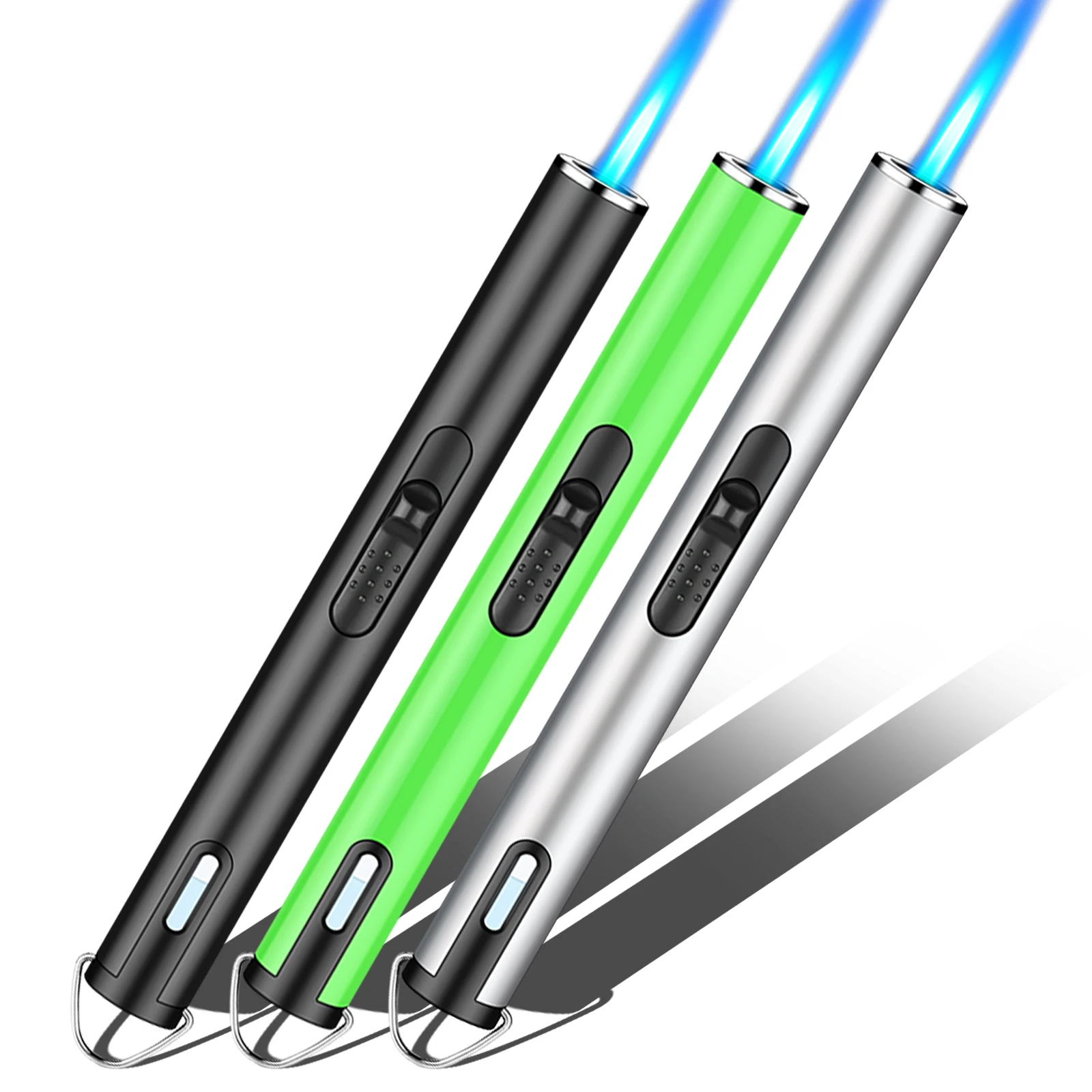 Original Factory Long Metal Jet Flame Windproof Butane Kitchen Gas Torch lighter with Fuel Level Window