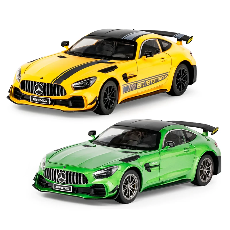 1:18 Diecast Model Cars Merce-Des Benz Gtr Alloy Model 4 Doors Open Sound and Light Metal Car Supercar Toy Decoration Car Model