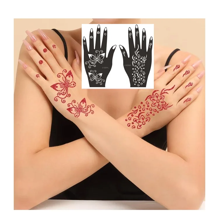 Free Samples Hot Sale New Design Customize Design Henna Stencil Body Art India Henna Tattoo Stencil
