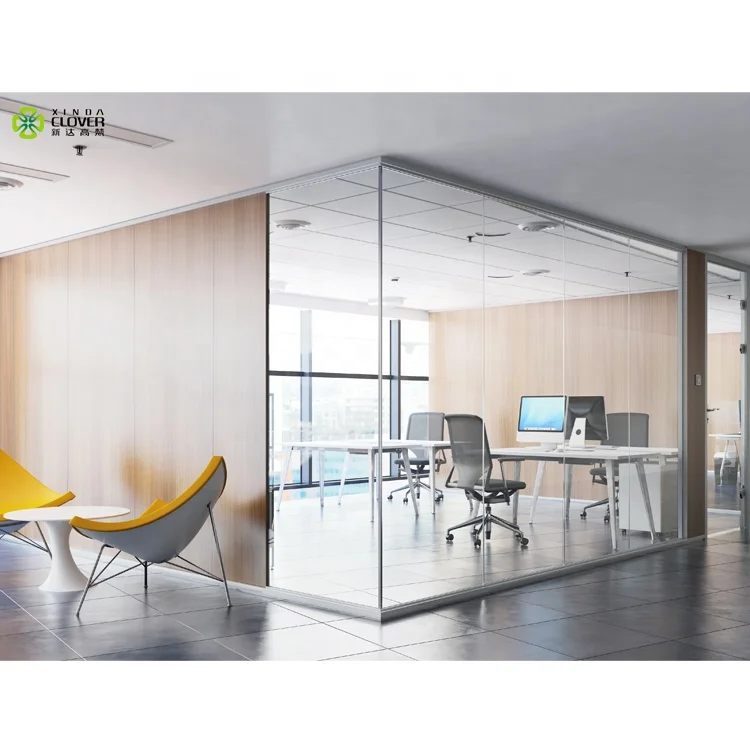 Современная стеклянная перегородка HK55S, 12 мм, алюминиевая перегородка для офиса