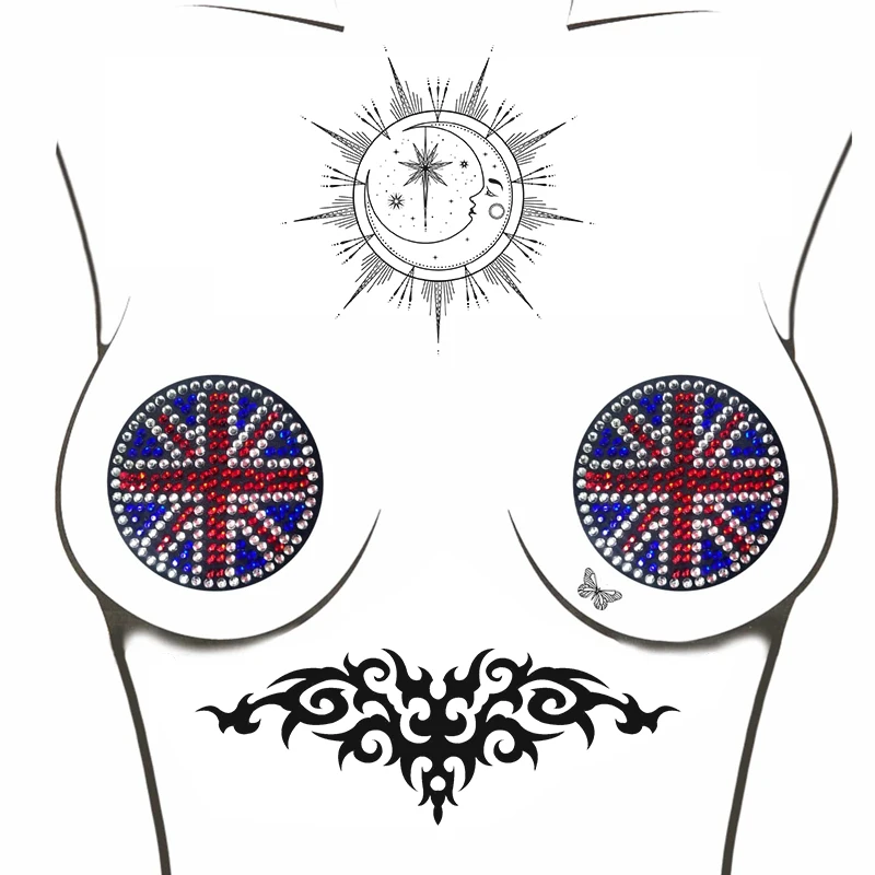 Sparkly Clear Rhinestones Star Shape Nipple Covers Disposable Pasties Stickers