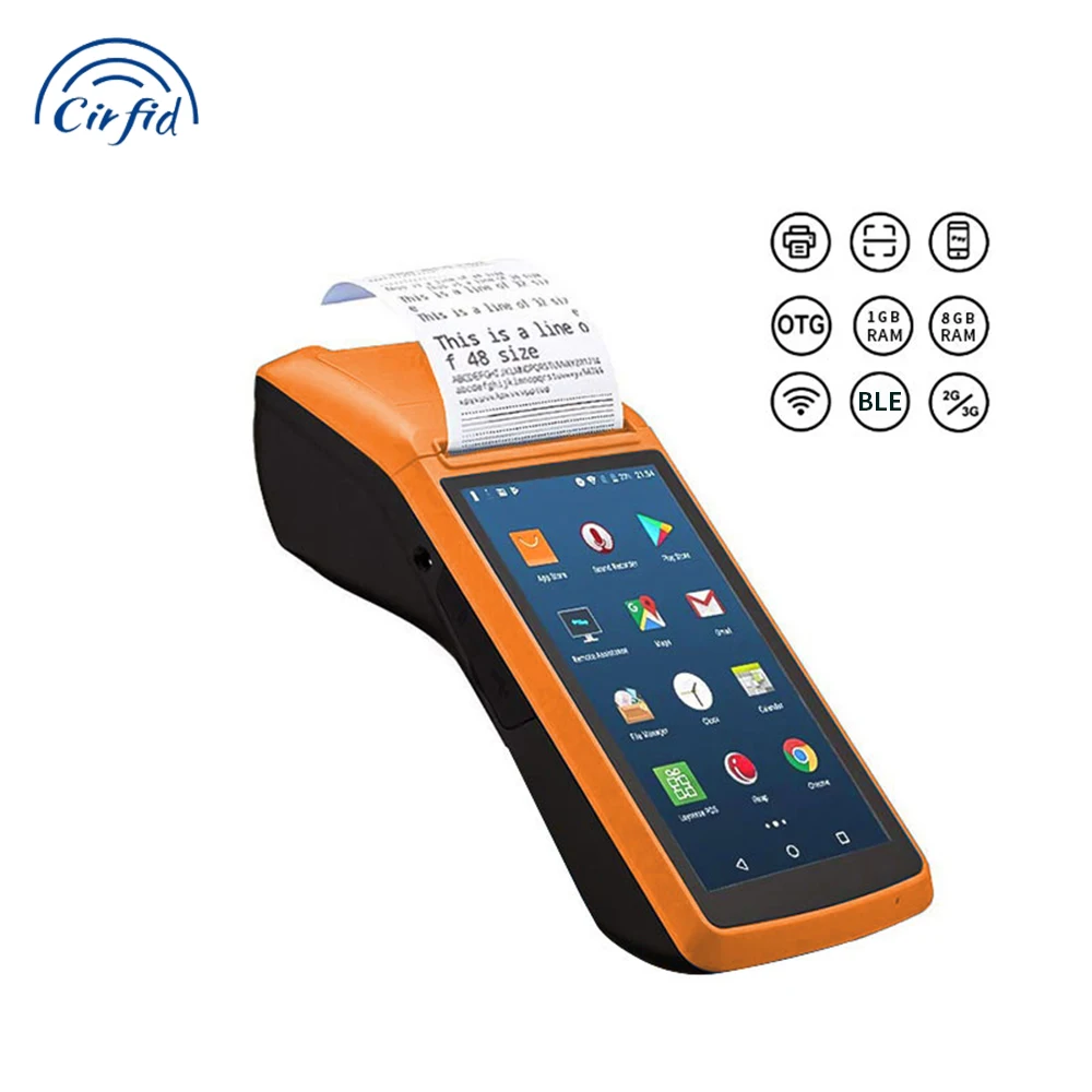 Android 8 3G NFC Barcode WIFI Scanning POS Terminal Rechargeable 7800mAh Handheld Restaurant Terminal