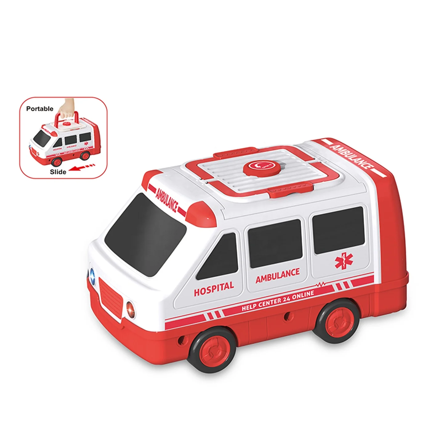 KUNYANG 2 in 1 ambulance car portable pretend play children kids doctors play set medical station doctor toy ultrasound machine