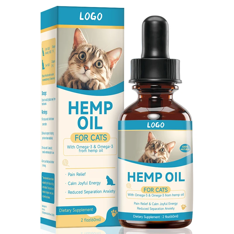 OEM/ODM натуральное конопляное масло для кошек травяные успокаивающие капли добавки снятия стресса и облегчения боли уменьшения беспокойства