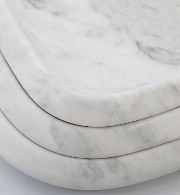 Rectangle Light Grey Natural Marble storage trays modern Minimalist ring jewelry watch display tray