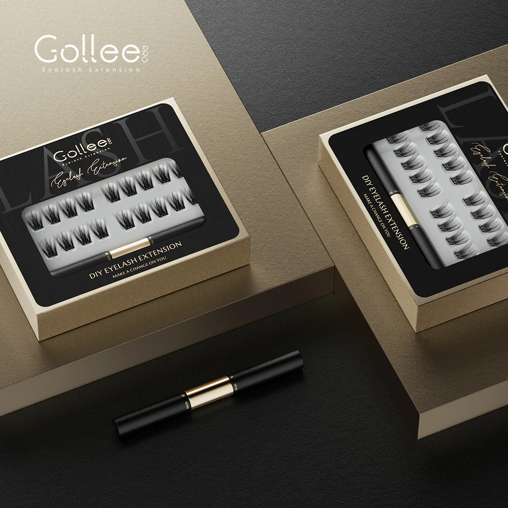 Gollee Diy Lash Extension Kit 320 Pcs Cluster Individual Eyelash Kit Diy Segment Strip Eyelash Lash Cluster Extension Glue Kit