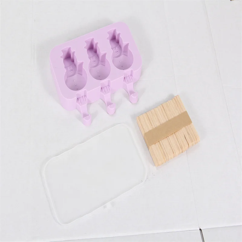 100% Food Grade Silicone ice cream silicone moulds popsicle molds 3 cavities