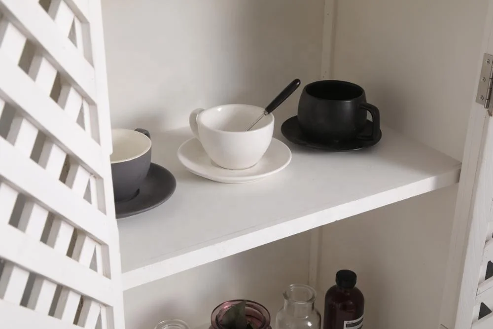 INNOVAHOME factory outlet thin solid wood tall white washed storage cabinet for living room