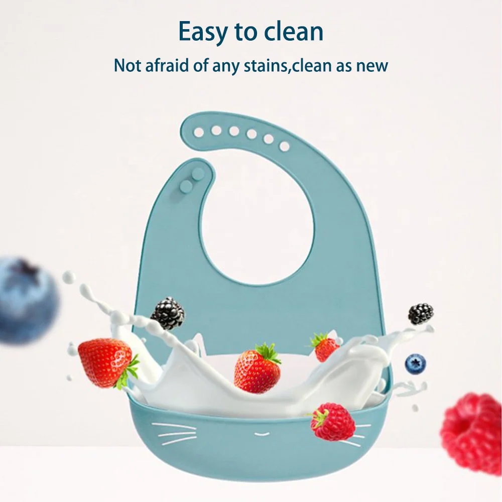 Hot Sale Kids Products Cute Silicone Tpe Waterproof Baby Lunch Bibs Baby Boy Essentials