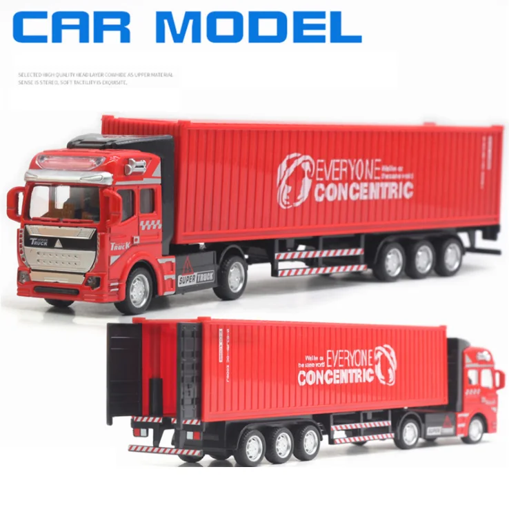 2021 Amazon best selling die cast metal truck and alloy metal pull back car toy 1/50 large container truck toy