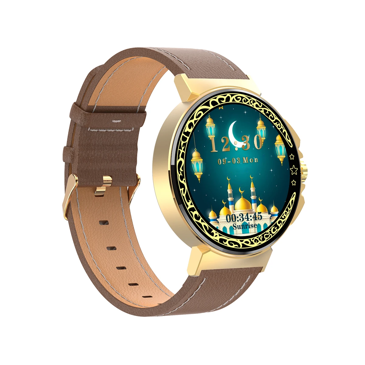 S246 Smart IP67 Waterproof Multifunction Stainless Steel Luxury Islamic Alharamain Al Fajar Prayer Time Muslim Qibla Azan Watch