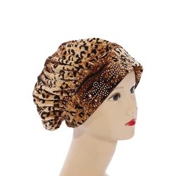 Wholesale Leopard Rhinestones Women Muslim Hijab Caps Stretch Muslim Turban Islamic Turkish Hijab