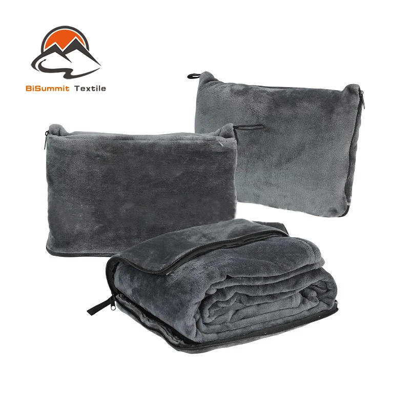 2-in-1 Foldable Flannel Travel Blanket Multifunctional Office and Airplane Bag Wearable Blanket for Comfortable Travel