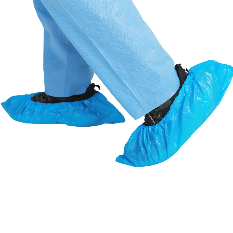 Manufacturer cheap sale high quality disposable blue CPE plastic shoe cover use for food industry