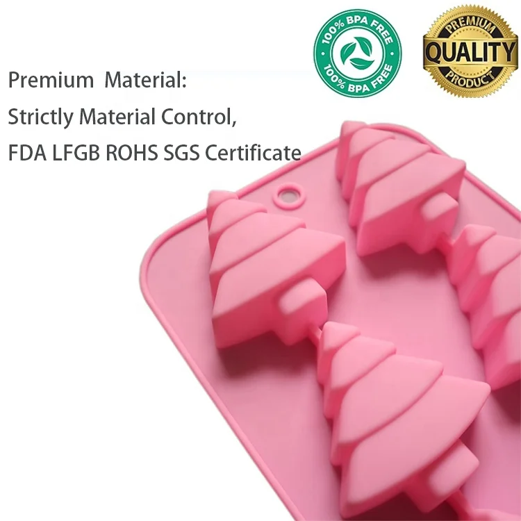 Low MOQ 3D 6 Cavity Tree Shape Silicone Candy Mould Christmas Silicone Gummy Moulds For Baking