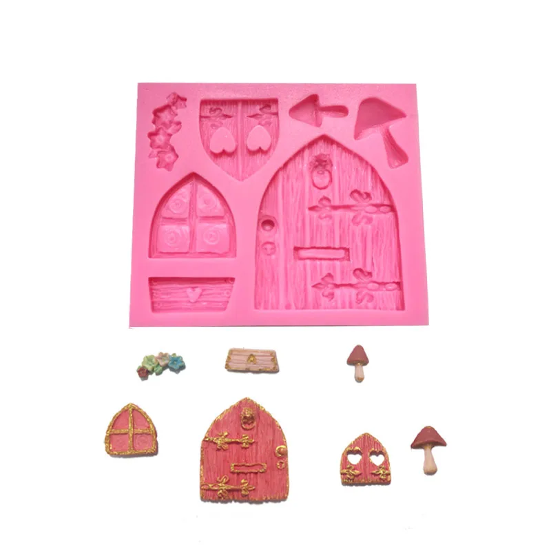 3D Vintage Fairy House door DIY Cartoon Fairy House wooden doors clay resin mold cake chocolate fondant decorative mold