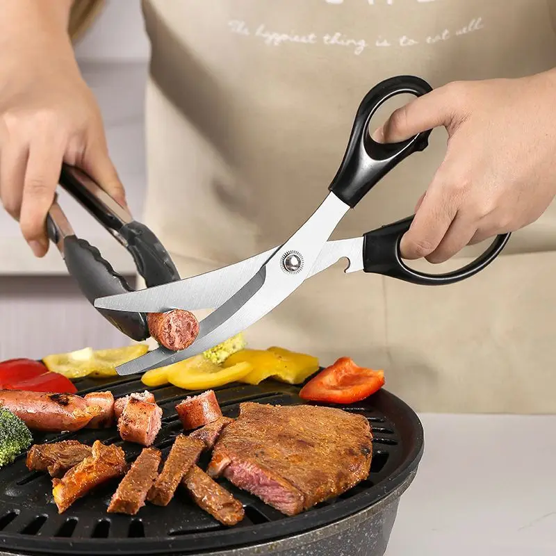 Stainless steel Korean household scissors kitchen barbecue scissors barbecue clip set kitchen scissors