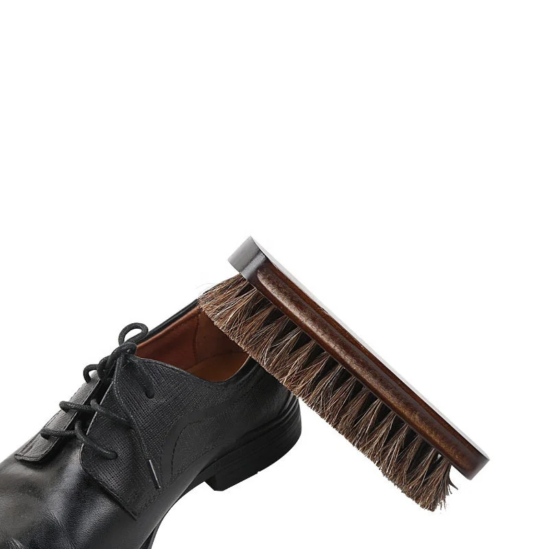 
Practical Professional Wood Horse Hair Shoe Brush Shine Polish Buffing soft Soft shoe brush cleaning brush 