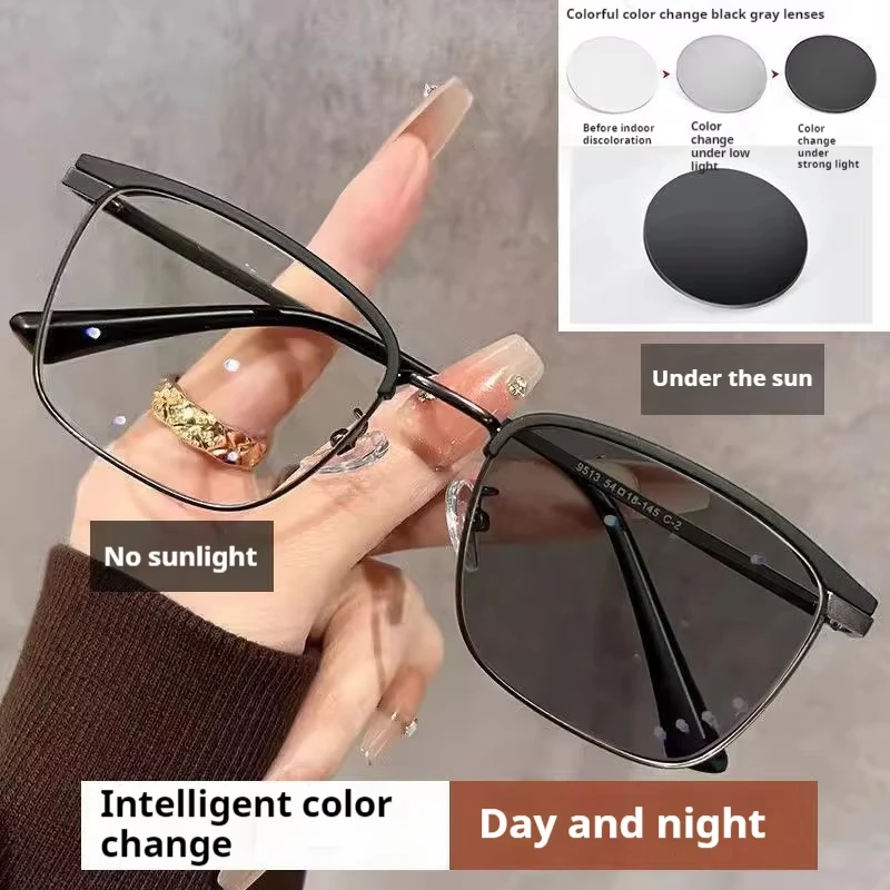 2in1 Sunglasses Photochromic Double Beam Anti Radiation Eye Glasses for Men Women Anti Blue Light Eye Protection Eyeglasses