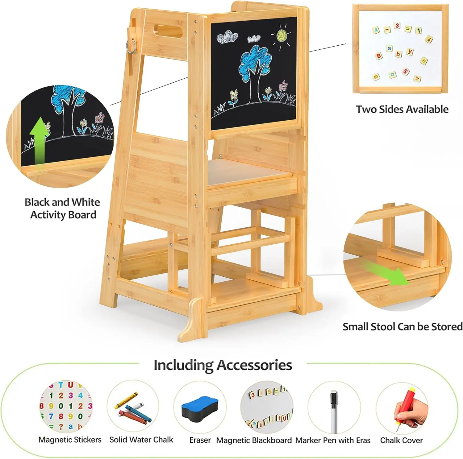 Child standing tower kitchen step stool toddler Counter Learning Helper Standing Tower Stool for Toddler Small Step Stool,