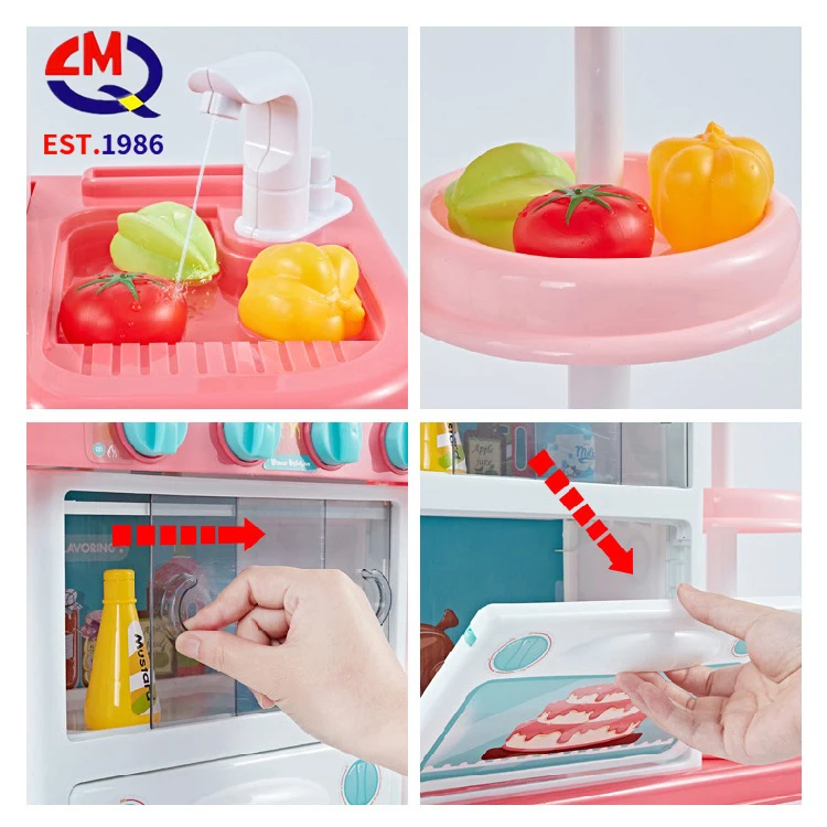 
Educational Pretend Play With Refrige Oven Faucet Kitchen Electric Dishwasher Set Toys Cooking Spray Chef Games For Girl 