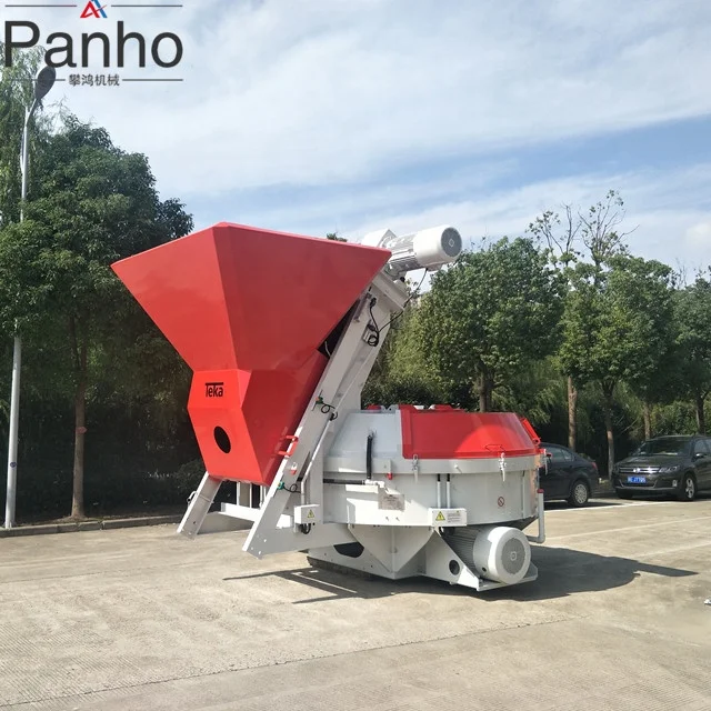 Hot selling 2m3 vertical Teka pan type concrete mixer with skip hoist for mortar and cement