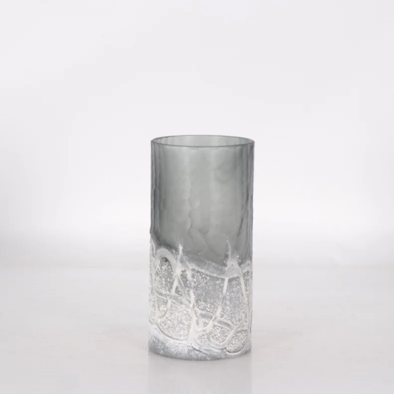 Modern Simple Light Different Size Cylinder Luxury Murano Glass Flower Casting Home Decor Vase For Home Decoration Living Room