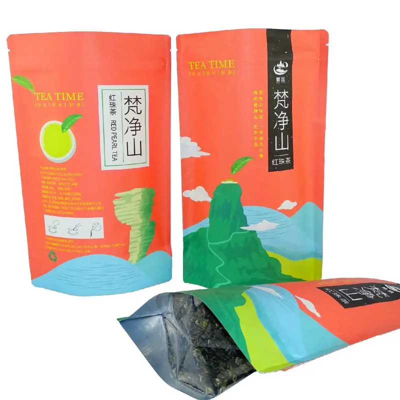 Custom Logo 80g Plastic Stand-Up Zipper Packaging Bags for Banana Chips and Tea Durable PE Material for Food Use