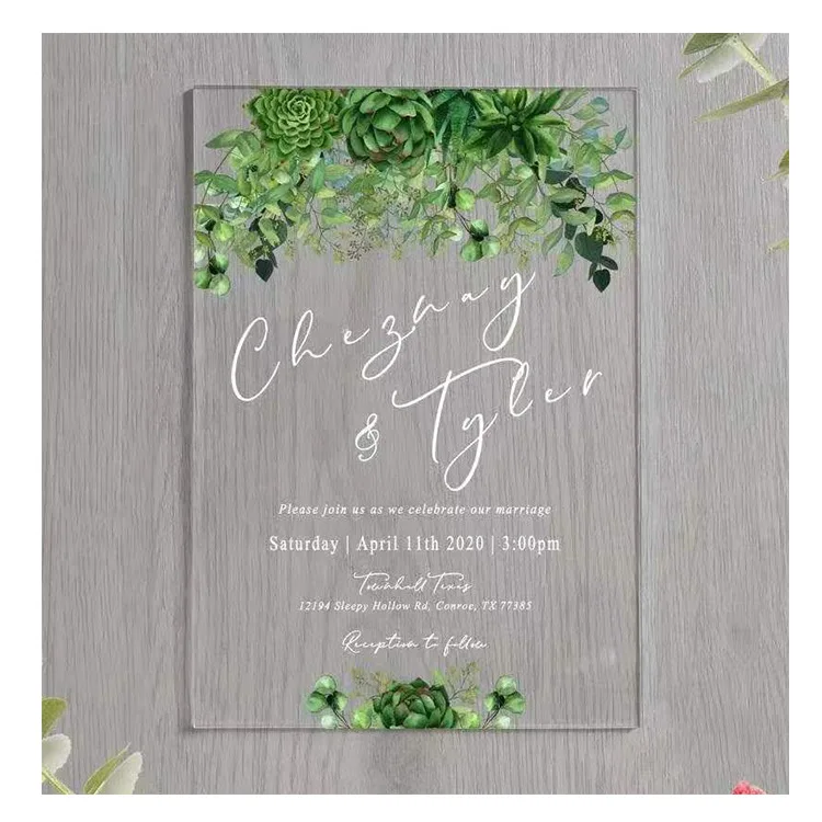 Customized Various UV Printing Frosted Customized Personalized Clear Acrylic Wedding Signs Acrylic Wedding Invitation