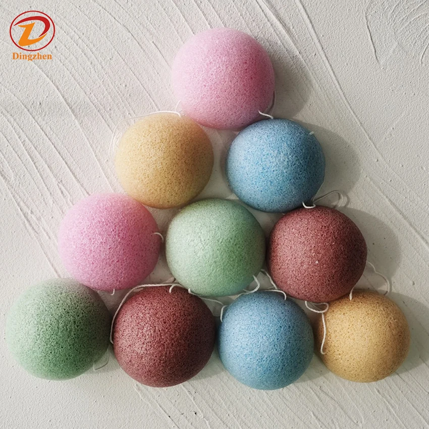 Natural Konjac Sponges Wash Bamboo Charcoal Cleaning Sponges For Gentle Face Cleansing and Exfoliation Facial Clean Sponge