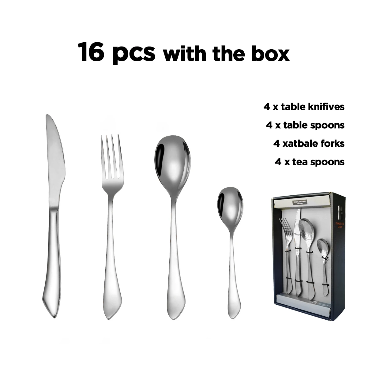 hot sale new model wedding luxury high quality fashion design fork spoon knife cutlery stainless steel flatware set