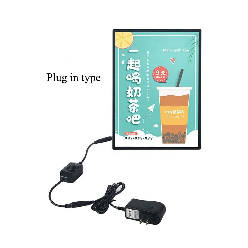 Toughened Glass Making Acrylic Panel Backlit Picture Frame Led Light Box Milk Tea Menu Light Box Advertising