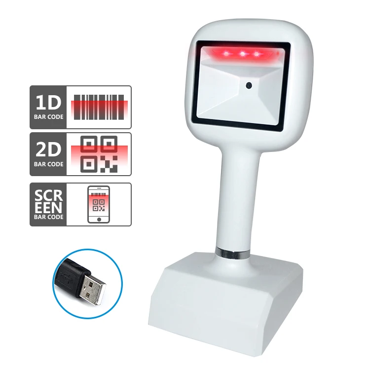 D42 Desktop Usb Port Omnidirectional Fast 1d 2d Barcode Scanner For supermarket