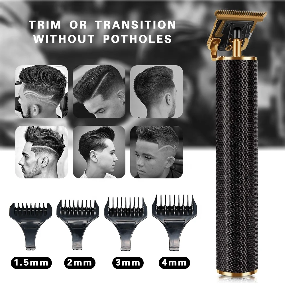 Professional Rechargeable Mens Hair Clippers Zero Gapped Cordless T-Blade Hair Beard Trimmer Haircut & Grooming Kit for Men