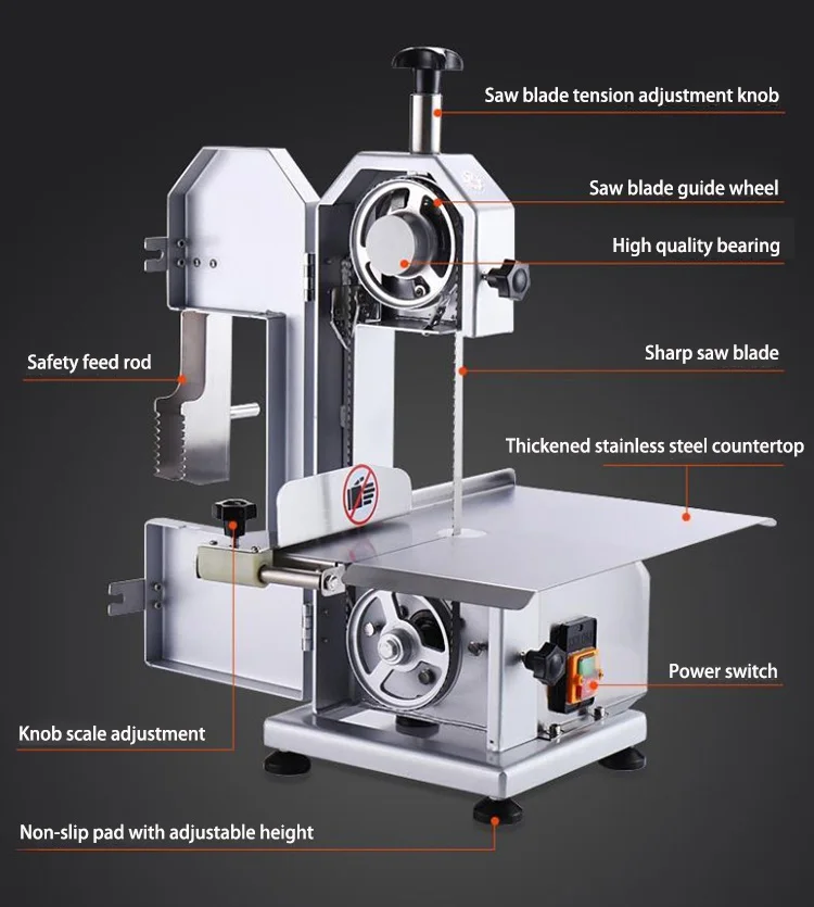 Commercial Electric Meat Bone Saw Machine Chicken Beef Cow Pork Frozen Bone Meat Band Saw Cutting Machine