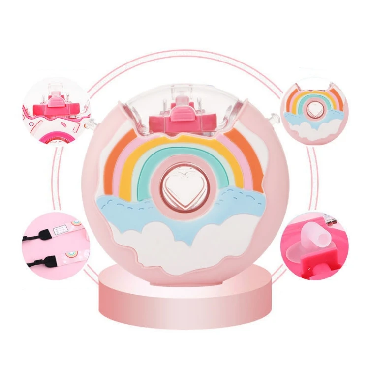 New Arrival Doughnut kids Water Bottle 380ML Portable Plastic Bottles with Spout for Children