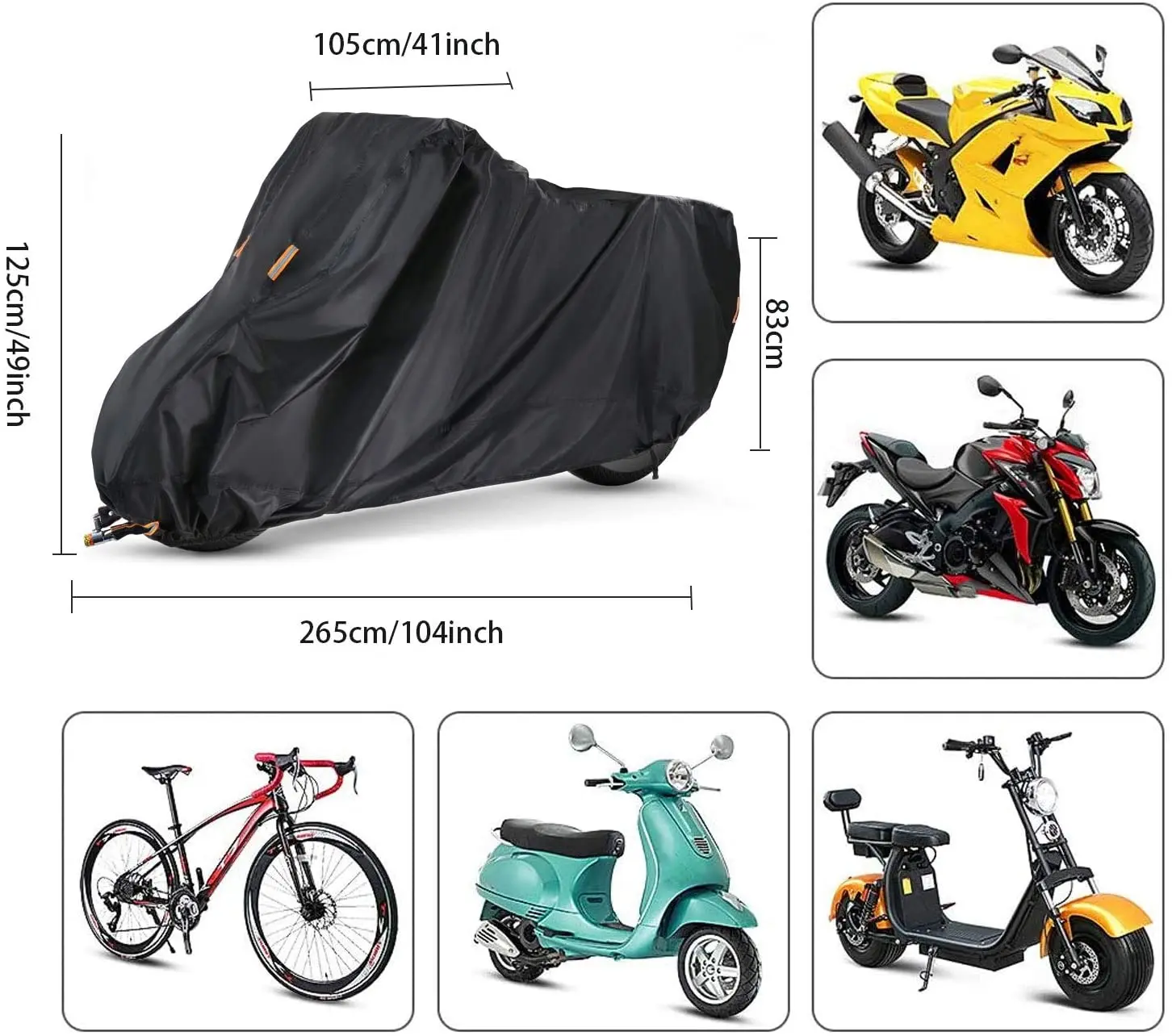 Классический черный Водонепроницаемый/Устойчивый К УФ/ветру/Устойчивый к разрыву чехол для мотоцикла