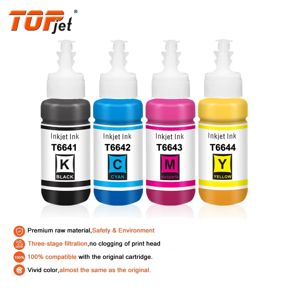 Topjet 664 T664 EP664 Compatible Water Based Dye Inkjet Refill Ink for Epson L100 L111 L200 L211 L301 L211 L351 L353 Printer