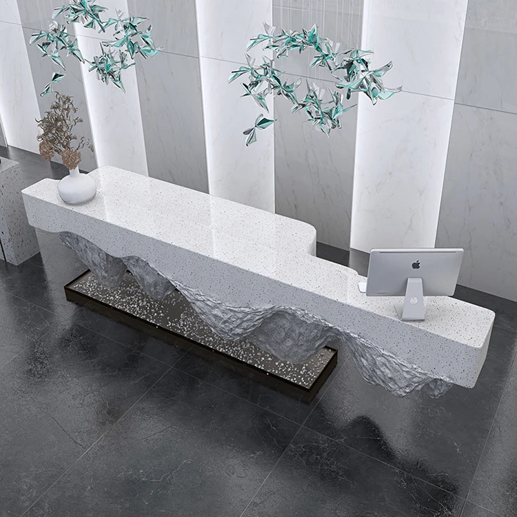 2022 modern reception desk cheap price  white salon reception desk with LED