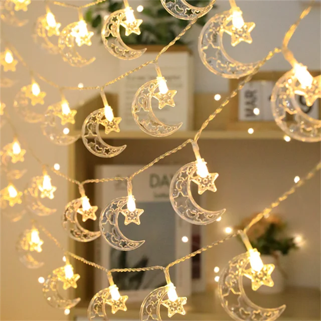 LED Moon Star Ramadan String Light Battery Operated Eid Mubarak Fairy String Lights for Ramadan Decoration