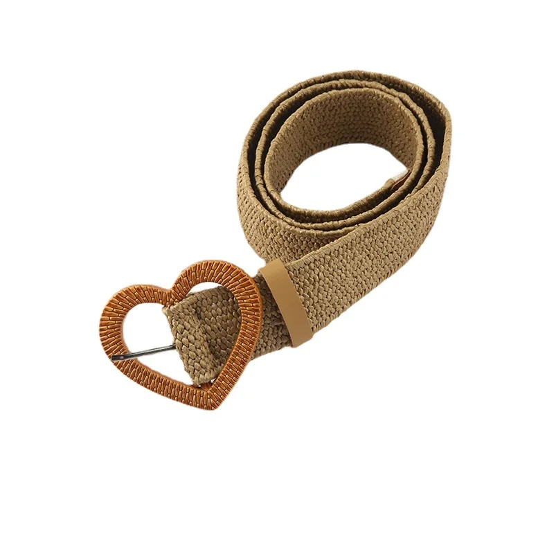 Hot Selling High Quality 4cm Bohemian Belt Heart Smooth Buckle Belt Woman Woven Belt For Dress