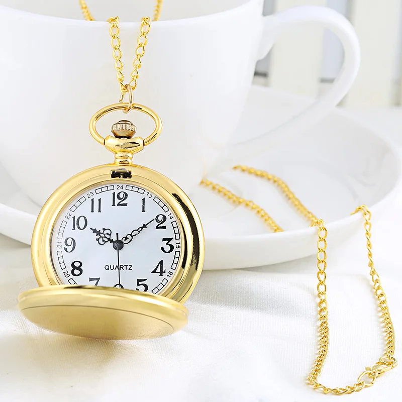 Wholesale custom high quality luxury Retro classic engraved vintage skeleton old quartz metal gold alloy pocket watch for sale