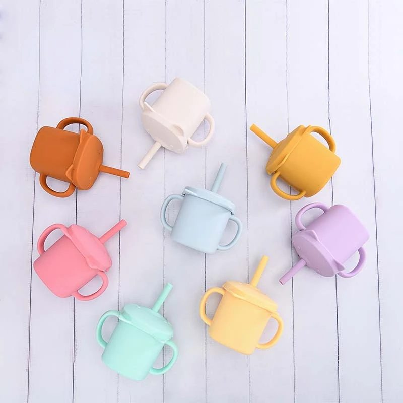Cup OEM/ODM Soft Reusable Snack Children Lovely Cups Drinking Water Baby Sippy Cup With Straw