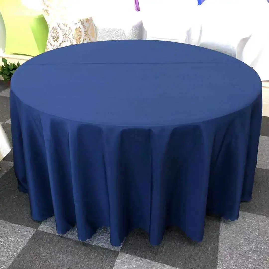 
Washable Navy Blue Polyester Fabric Table Cloth For Round Tables 