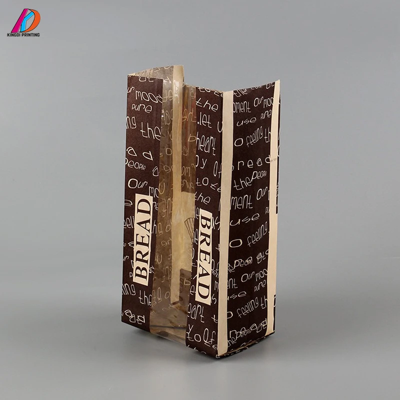Custom made bread paper packaging bags with clear window