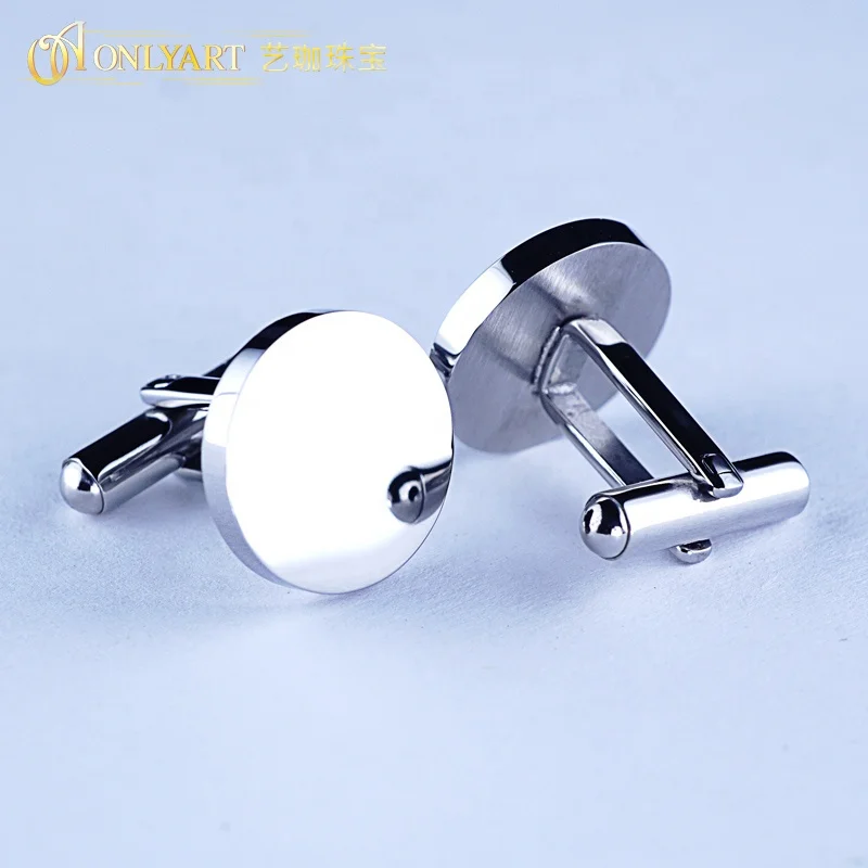 Design  your own cufflinks Round men engraved custom Logo French Cuff Shirt stainless steel cufflink jewelry engraving