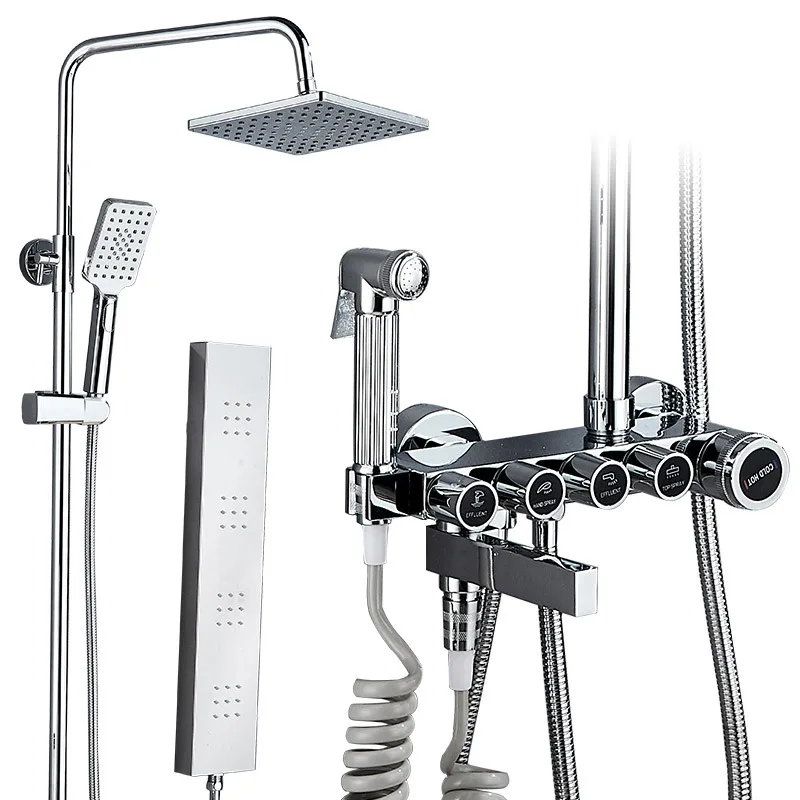 Mount High Plating Shower System Bathroom Luxury Rain Mixer Shower Combo Set Shower Head System