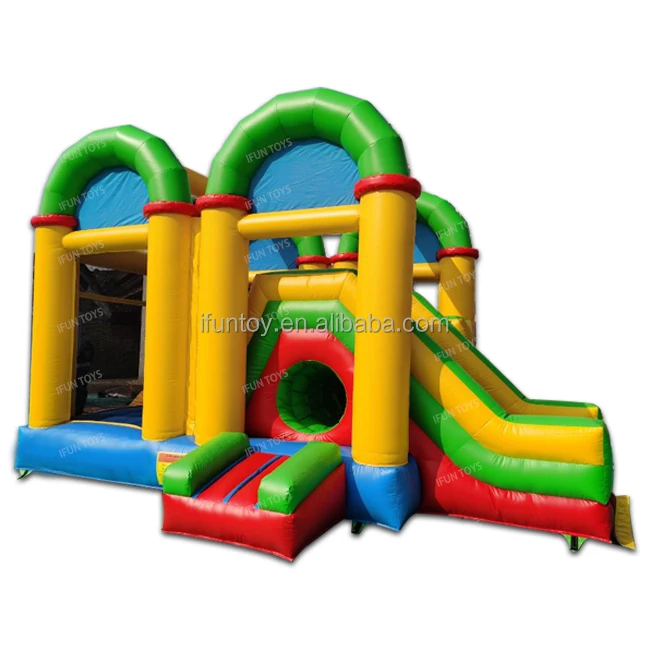 Commercial Inflatable Building Block Bouncer Slide Combo Park Bounce House with Slide for Kids